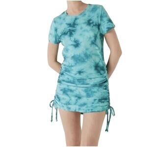 Victorias Secret PINK Size Large Aqua Blue Terry Ruched Side Beach Dress Swim